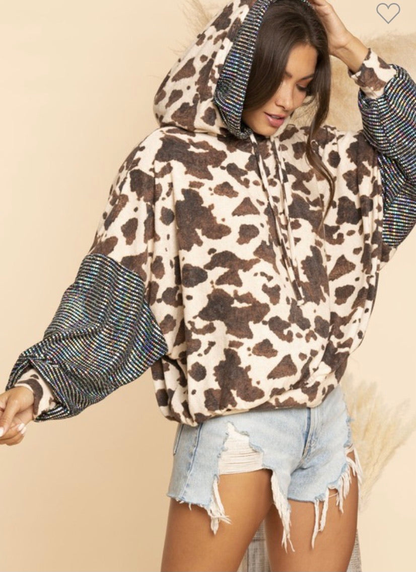 Animal print contrast hoodie - ggfiona