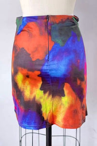 Tie Dye Asymmetrical Mini Skirt - ggfiona