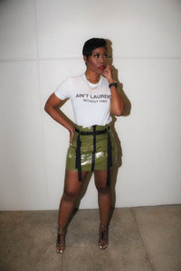 Army Base Leather Skirt