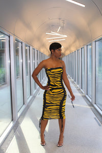 Fierce zebra yellow dress