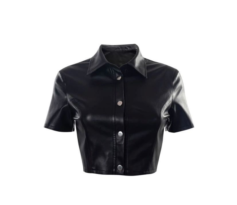 Leather Crop Button Up - ggfiona