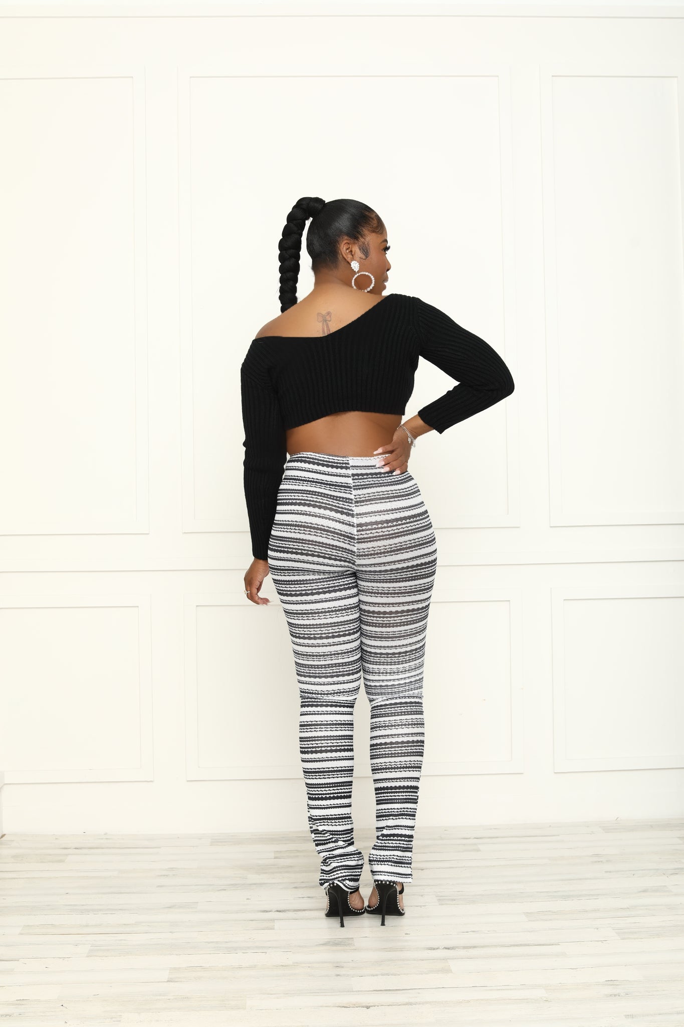Black and white Knit pants